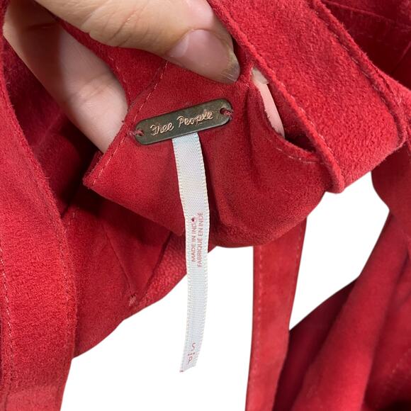 Free People Meet in The Middle Red Goat Suede Slip Dress SZ S - Picture 9 of 11